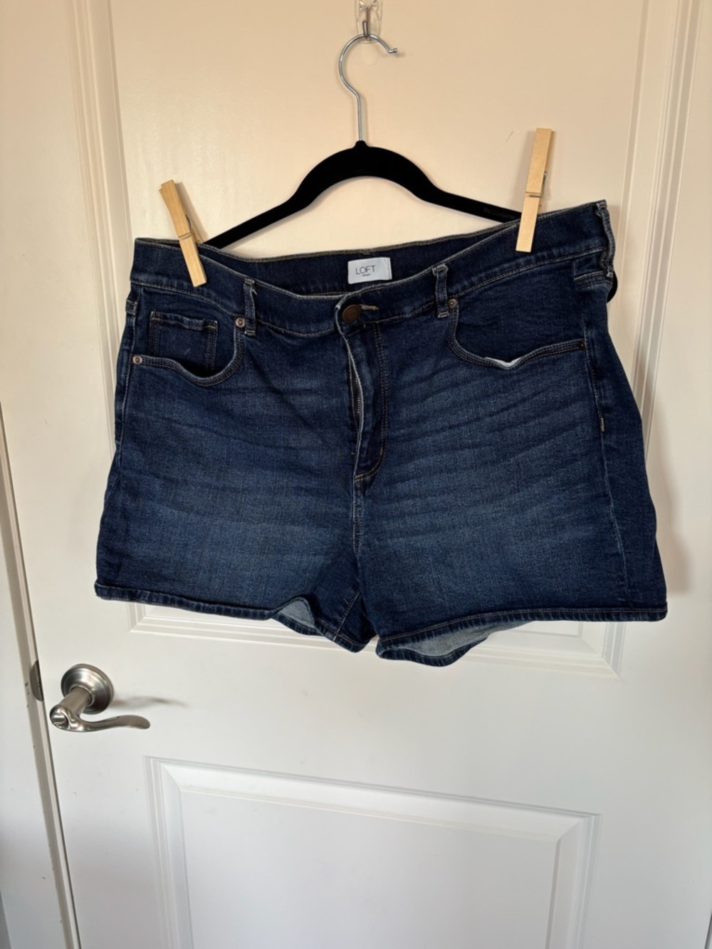 LOFT Dark Blue High-Rise Denim Shorts